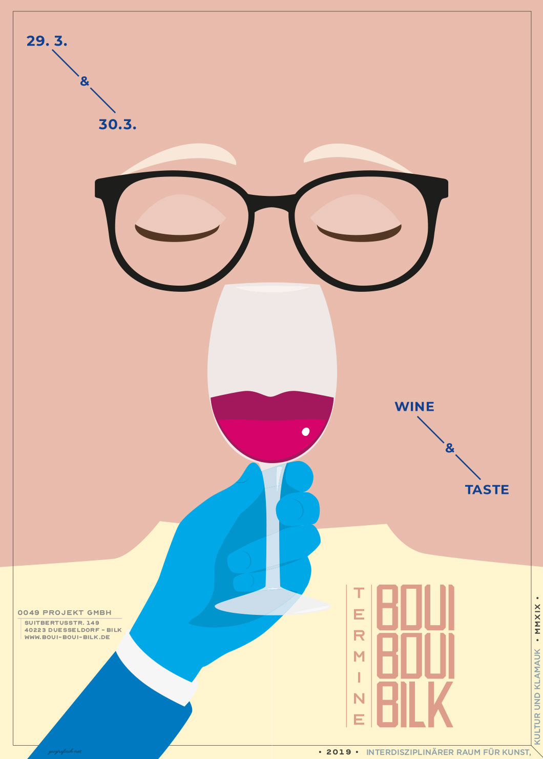 BouiBouiBilk 0049events, Folder, Wine and Taste, Flyer, Terminübersicht, 