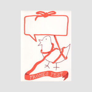 Siebdruck Postkarte, Senor Burns, schleife, Vogel, Frohes Fest,