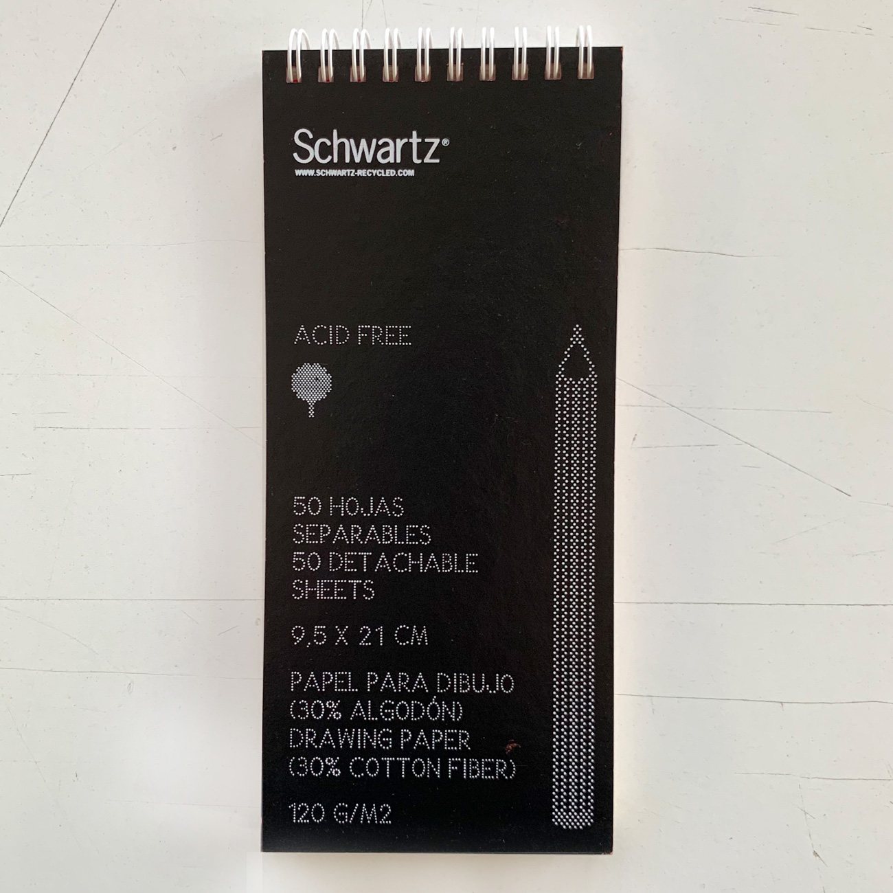 SCHWARTZ – Skizzenblock 9,5 x 21 cm