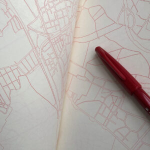 Urban Gridded Notebook, Innenansicht, Stadtplan linear eingedruckt,