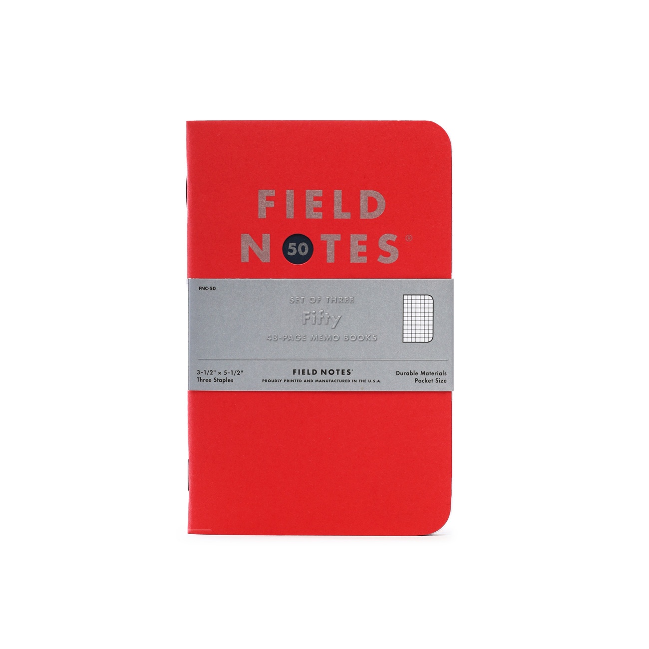 Field Notes, Fifty, 48 Seiten, Memo-Book, rotes Cover,