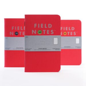 Field Notes, Fifty, 3 Notizhefte, rotes Cover, silber bedruckt,