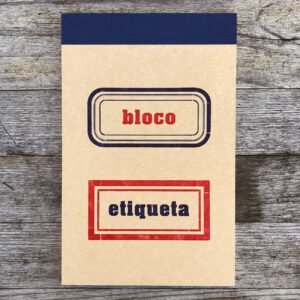 Serrote Bloco Etiqueta, Etiketten auf Blockseiten, Buchdruck,