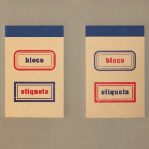 Bloco Etiqueta, Etikettenblock, rot blau, blau rot,