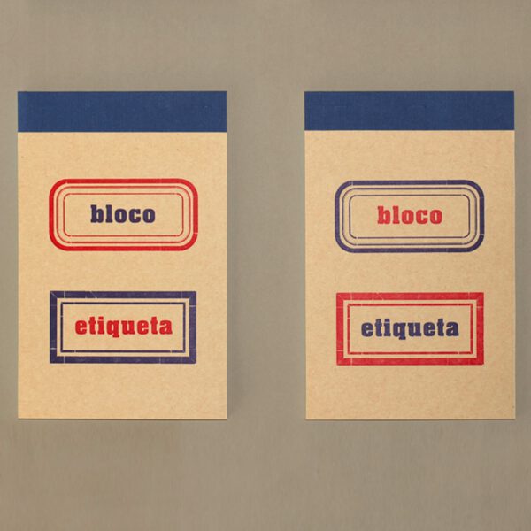 Bloco Etiqueta, Etikettenblock, rot blau, blau rot,