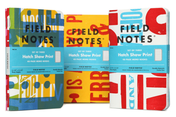 Field Notes, Hatch Show Print, drei Notizhefte, Typografisch,