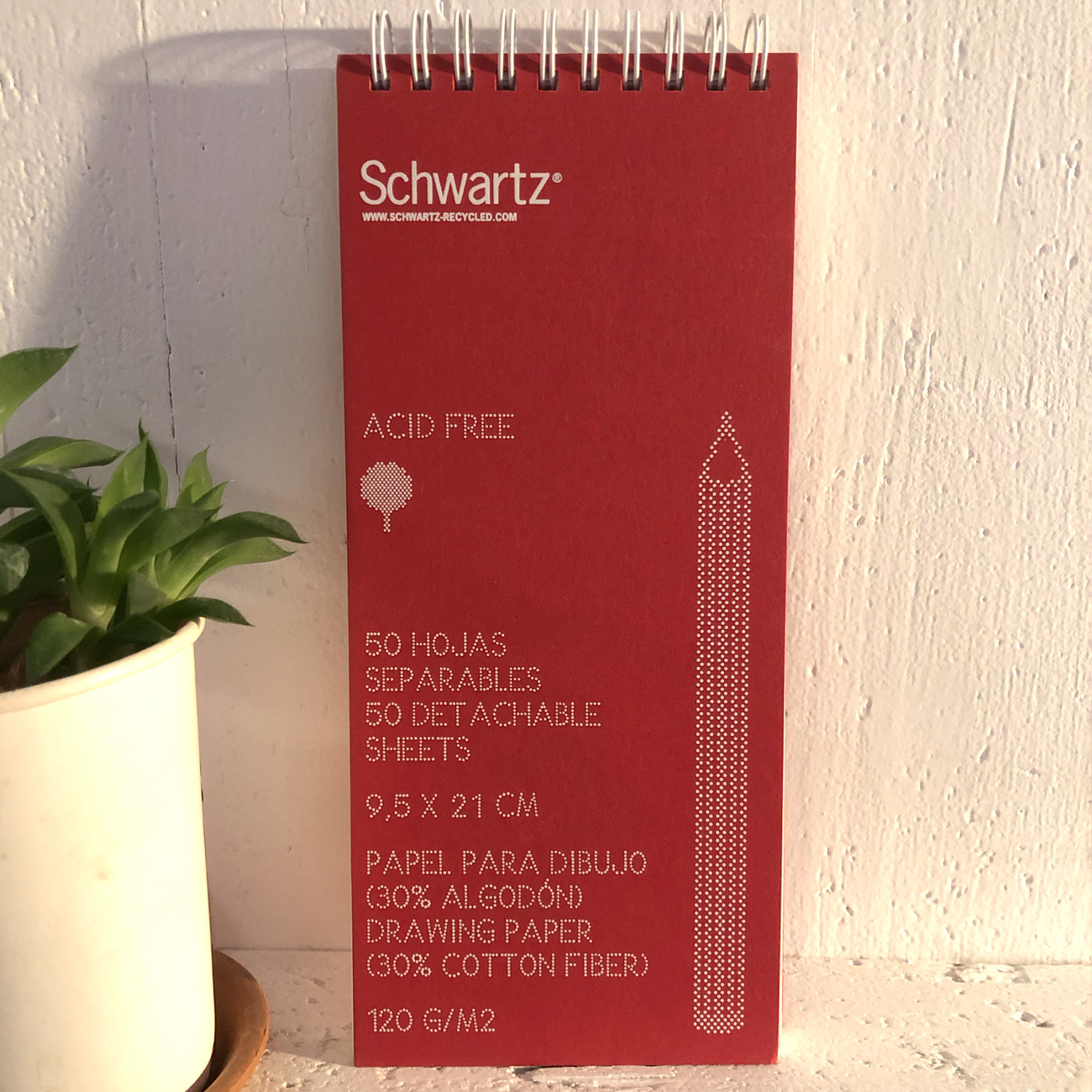 SCHWARTZ – Skizzenblock -rot 9,5 x 21 cm