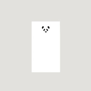 le typographe Miniblock, weiße Blätter mit schwarzem Pandasymbol