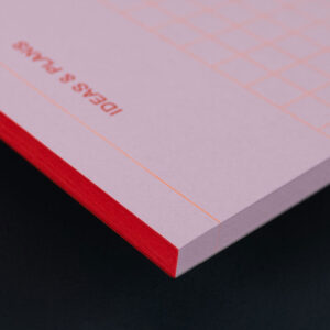 le typographe, block, kariert, neonorange geklebt