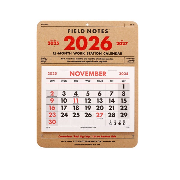 Field Notes Workstation Calendar 2026