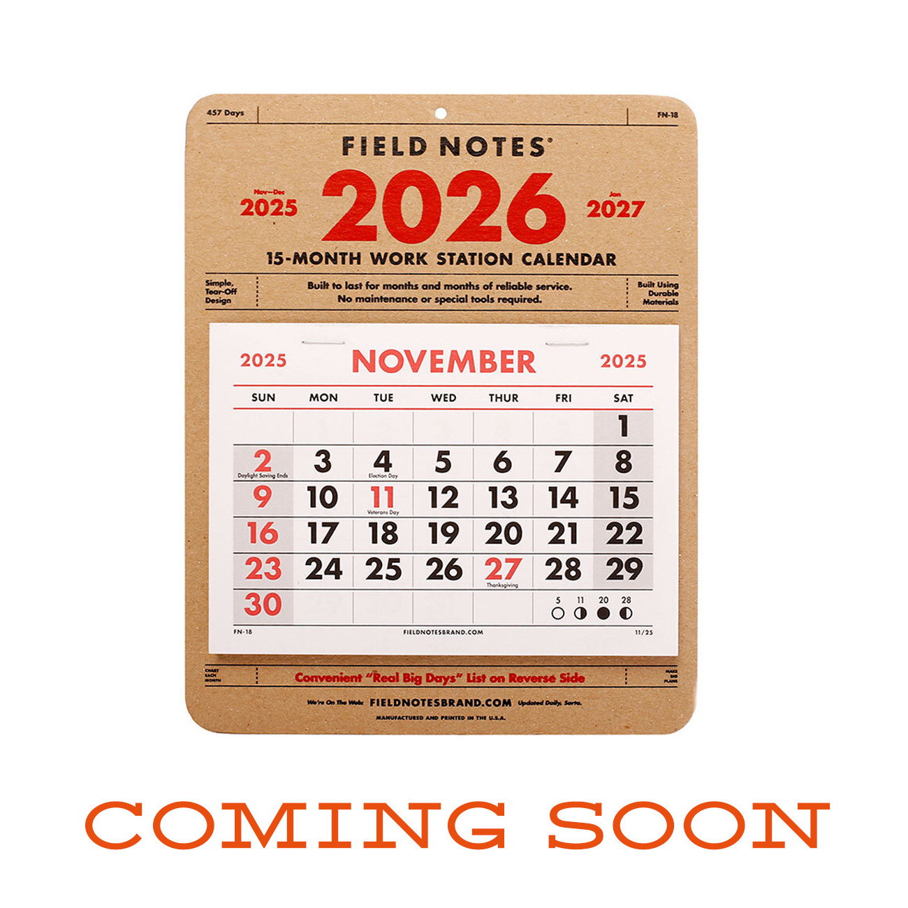 FIELD NOTES – Workstation Calendar 26