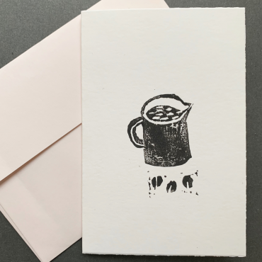 ELSIE WONG – Klappkarte KAFFEE-Linoldruck, handmade