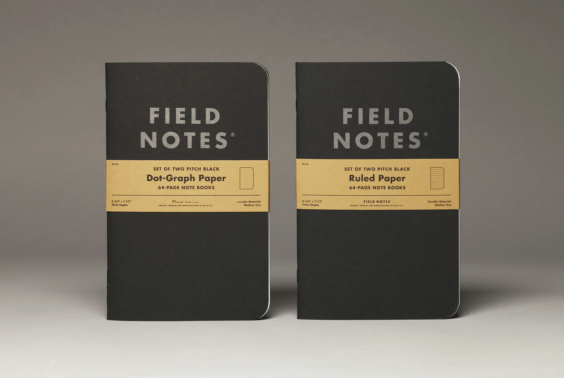 Paar Pitch Black, Field Notes, pechschwarzer Einband,