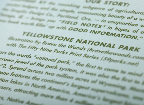 Detail, Field Notes, National Parks Edition, 2019