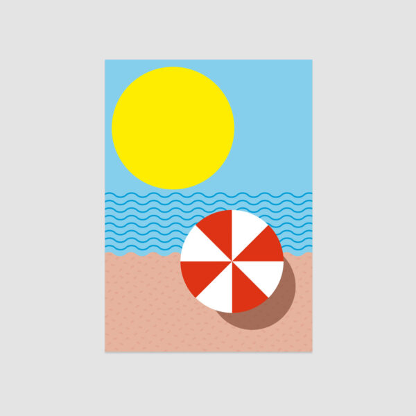 Strandpostkarte, grafisch, illustriert, bunt, A6