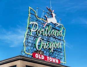 Portland, Oregon, Old Town, Werbetafel, Leuchtreklame,